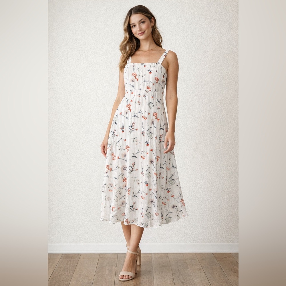 Sam Edelman Floral Dress Square Neck Fit & Flare Spring Summer. Size 4